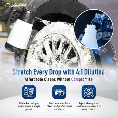 Nanoskin Non Acid Professional Wheel & Tire Cleaner 1 Gallon – Works with Brush | Car Wash Cleaning Spray for Detailing | Removes Brake Dust, Oil, Dirt, Light Corrosion