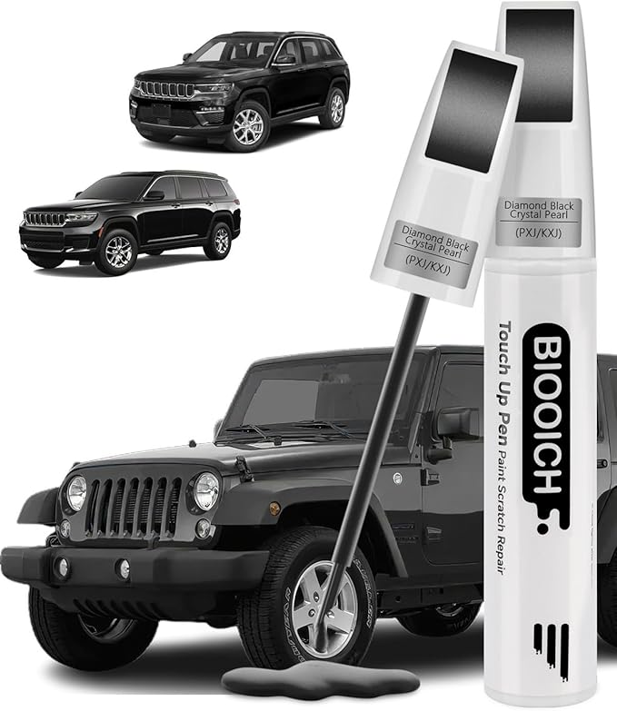 Touch Up Paint Pen Exact Color Match Car Chip and Scratch Repair (for Jeep, Diamond Black Crystal Pearl(PXJ/KXJ))