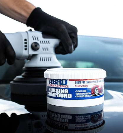 ABRO Rubbing Compound 10 oz, 2 Pack — Fast-Cut Car Scratch Remover & Buffing Compound for Oxidation, Scuffs, Swirl Marks, Dull Paint & Auto Detailing