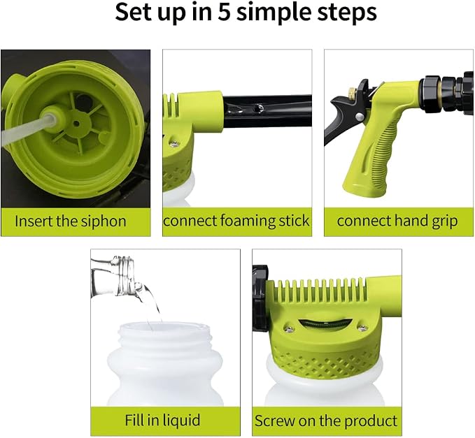 ESP Car Wash Foam Gun for Garden Hose Adjustable Hose Wash Sprayer Thick Filtration with Metal Handle Washing Mitts 6 Levels of Foam Concentration Snow Foam Blaster Quick Connector to Any Cleaning