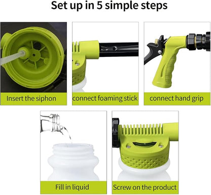 ESP Car Wash Foam Gun for Garden Hose Adjustable Hose Wash Sprayer Thick Filtration with Metal Handle Washing Mitts 6 Levels of Foam Concentration Snow Foam Blaster Quick Connector to Any Cleaning