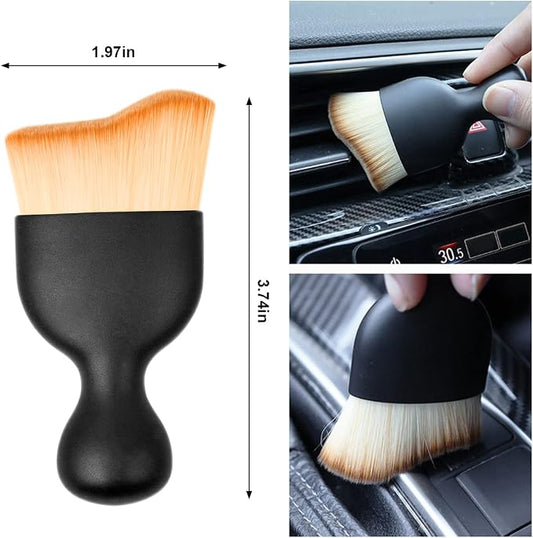 BELOMI Car Detailing Brush, Auto Interior Dusting Brush, Car Soft Bristle Cleaning Tool, Universal Car Interior Crevice Brush for Dashboard, Air Conditioner Vents, Leather, Computer (Brown)
