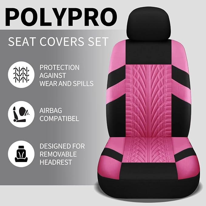 VarCozy Car Seat Covers Full Set, Front & Split Rear Bench for Car, Universal Cloth SUV, Sedan, Van, Automotive Interior Covers, Airbag Compatible