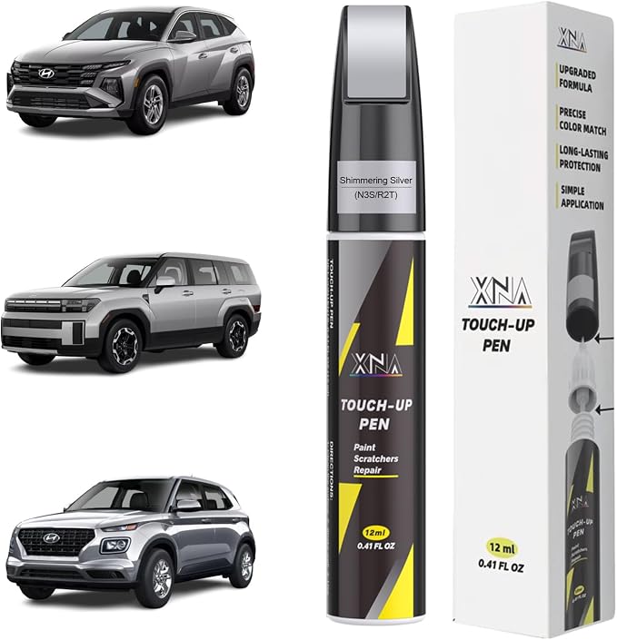 XNA Shimmering Silver(N3S/R2T) for Hyundai Touch Up Paint, Car Scratch Remover for Nicks and Chips Repair, 2-In-1 Quick & Easy Fix Car Scratch Repair Kit with Exact Color-Matched