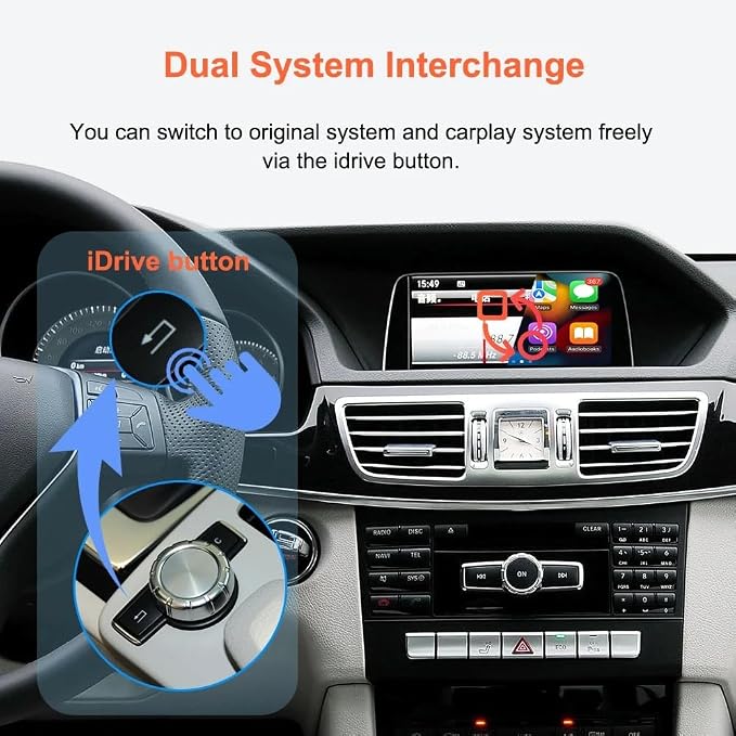Wireless Carplay/Android Auto Adapter for Mercedes-Benz (2011-2015) NTG4.5/4.7 System Decoder Box Retains OEM Steering Wheel, Camera & Knob Control Compatible with A/B/C/E/GLK/GLA/ML/SLK