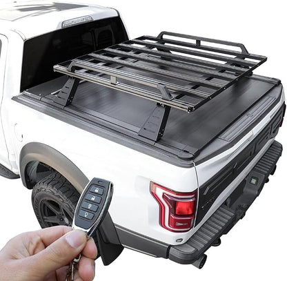 Syneticusa ER Power Retract Hard Tonneau Cover with R2 Rack Fits 2004-2026 Ford F-150 5.5' (67”) (incl. Raptor/Lightning) Truck Bed Overlanding Off Road Retractable