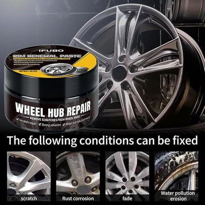 Car Wheel Scratch Repair Polish – 80g Hub Polishing Paste with Sponge, Removes Scratches & Restores High-Gloss Finish