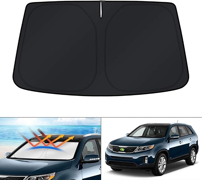 KUST Windshield Sun Shade for 2011-2015 Kia Sorento Accessories, Custom Fit Car Front Sunshade Window Sun Visor Protector Foldable Blocks UV Rays Keep Your Car Cooler
