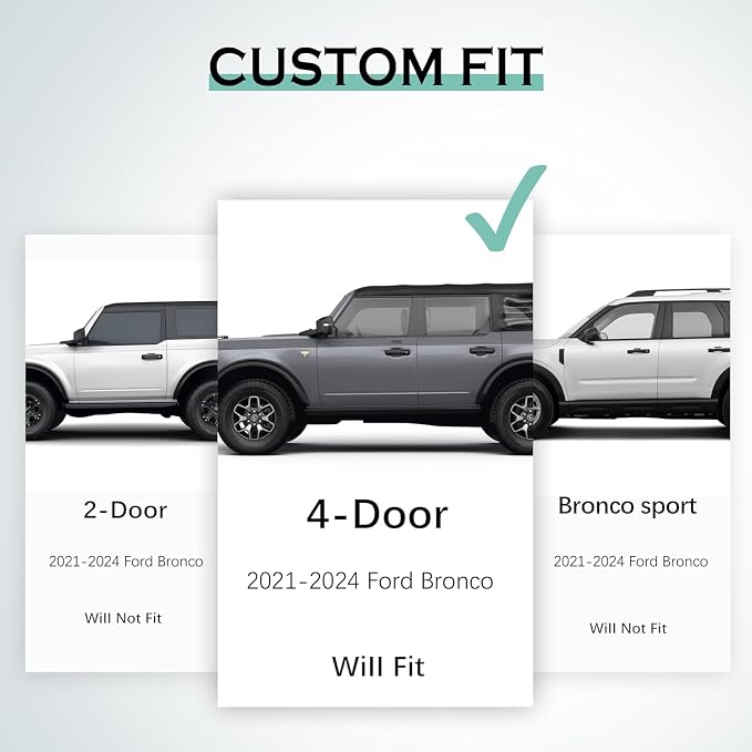 KARPAL Floor Mats for 2021-2026 Ford Bronco 4 Door (Not for Sport), Custom Fit TPE All Weather Ford Bronco Accessories 1st&2nd Row Floor Liner & Cargo Liner & Backrest Mat