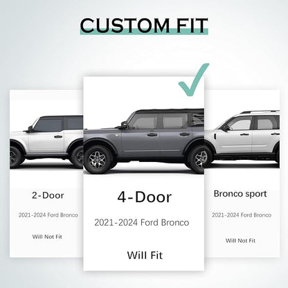 KARPAL Floor Mats for 2021-2026 Ford Bronco 4 Door (Not for Sport), Custom Fit TPE All Weather Ford Bronco Accessories 1st&2nd Row Floor Liner & Cargo Liner & Backrest Mat