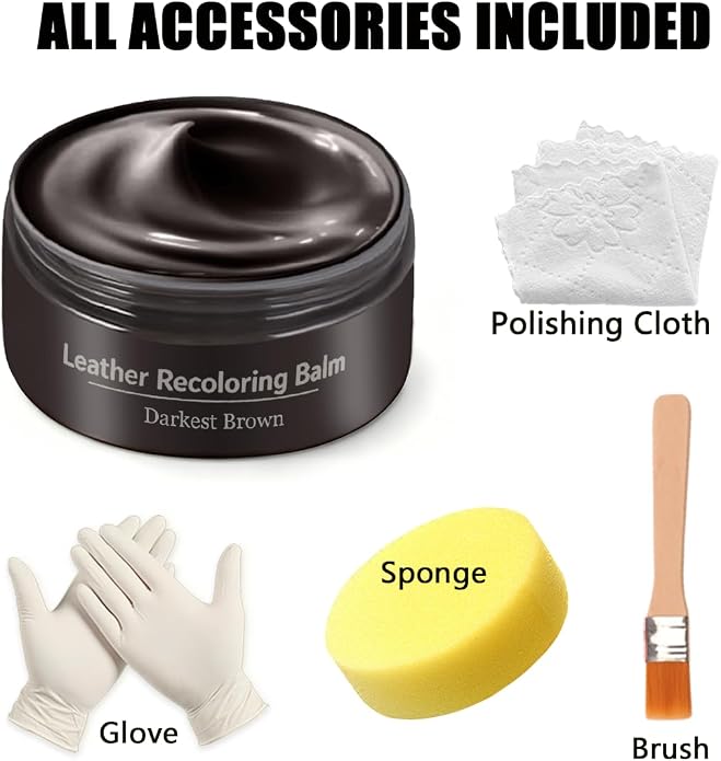 Leather Recoloring Balm, Leather & Vinyl Color Restorer Conditioner – Repairs Faded & Scratched Leather Color