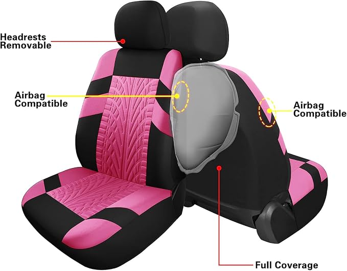 VarCozy Car Seat Covers Full Set, Front & Split Rear Bench for Car, Universal Cloth SUV, Sedan, Van, Automotive Interior Covers, Airbag Compatible