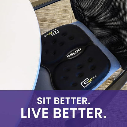 G Seat LITE Travel Gel Foam Cushion | Back Pain, Sciatica, Pressure Relief | Relieves Tailbone Discomfort, Promote Healthy Posture | Ergonomic Comfort | Car, Commute, Airplane and Travel - Gray