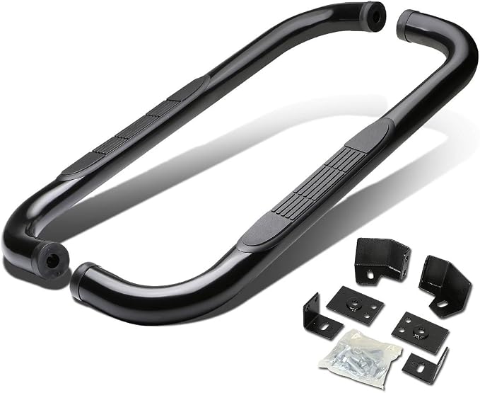 3 Inches Side Step Nerf Bar Running Board Compatible with Jeep Wrangler 87-06, Stainless Steel, Black Powdercoated