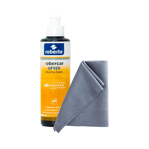 Roberlo Robercar UF920 Ultra Fine Polish, Swirl Mark and Micro Scratch Remover, Hand Application Compatible, Hologram-Free - 250 ml (Microfiber Towel)