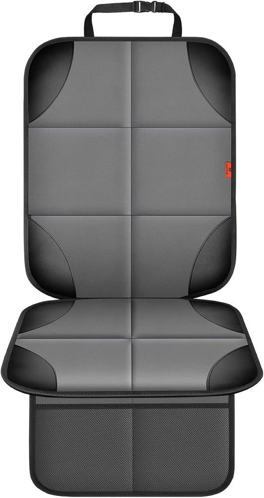 XHYANG Car Seat Protector 1 Pack Car Seat Cushion Mat Thickest Padding,Waterproof 600D Fabric Car Seat Covers for Non-Slip Backing Mesh Pockets for Baby and Pet (Gray, 1 Pc)