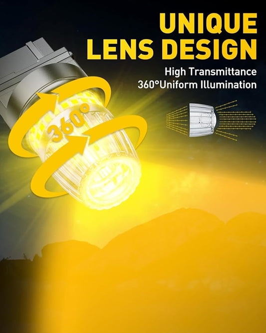 AUXITO Latest 3157 LED Bulb Amber, 3157A LED Turn Signal Bulb, 700% Brighter 3156 3057 4157 3457 4057 4114 LED Bulbs with Projector for Parking DRL Reverse Tail Brake Blinker Marker Light, Pack of 2