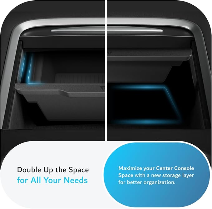 TUDIA Center Console Organizer Tray Designed for Tesla Model 3 (2021-2023) / Model Y (2021-2024) - [NOT Compatible with Model 3 2024/2025] Smooth Slide Silicone Interior Storage Accessories