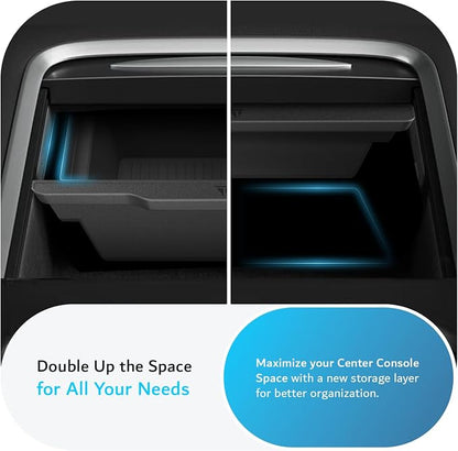 TUDIA Center Console Organizer Tray Designed for Tesla Model 3 (2021-2023) / Model Y (2021-2024) - [NOT Compatible with Model 3 2024/2025] Smooth Slide Silicone Interior Storage Accessories