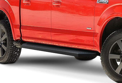 APS 6-inch (Black Stainless Steel Flat Style) Running Boards Nerf Bars Compatible with Ford F150 2015-2026 SuperCrew Cab & F150 Lightning 2022-2026 & F-250 F-350 Super Duty 2017-2026 Crew Cab