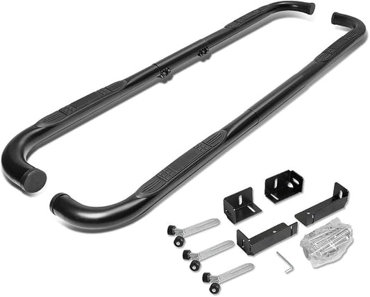 DNA Motoring 3" Running Boards Compatible with 99-11 Sierra Silverado / 02-09 Ram 1500 2500 3500 Extended, Crew Cab, Black Side Step Nerf Bars, STEPB-3-UNI-BK
