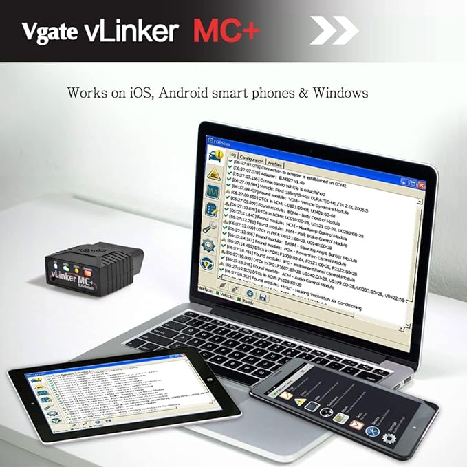 Vgate vLinker MC+ Bluetooth OBD2 Car Diagnostic Scan Tool for iOS, Android, Windows