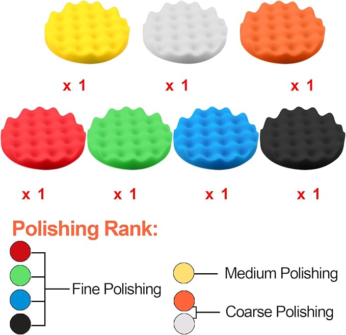 SIQUK 26 Pieces Car Polisher Buffing Pads 6 Inch Car Polishing Pad Kit Foam Polish Pads Wax Bonnets Polisher Buffer Attachment for Drill