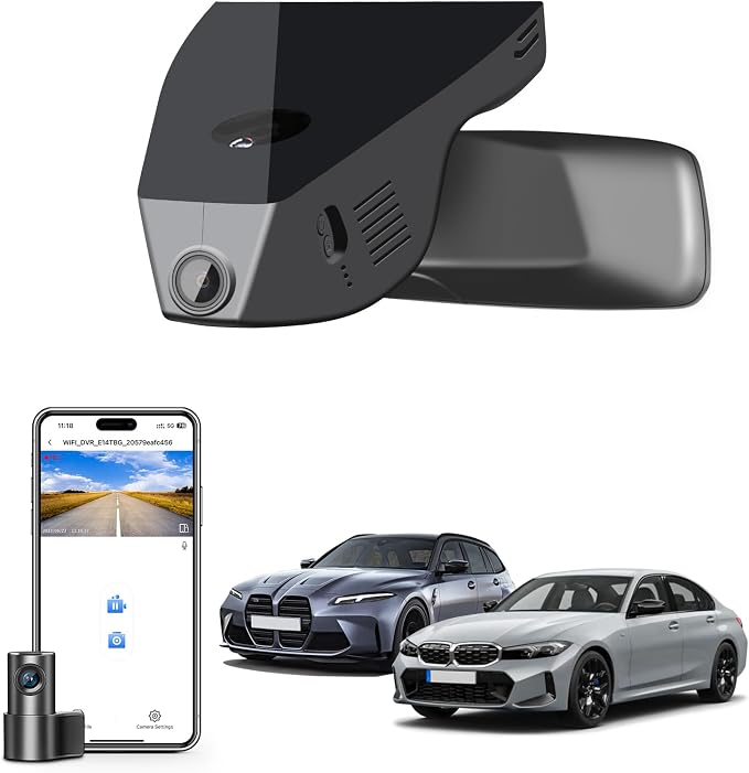Mangoal Front 4K & Rear 1080p Dash Cam for BMW 3-Series Gen7 G20 G21 G28 2020-2026 Select 2019 M3 G80 G81(Model C), OEM Style, 2160P UHD Video, WiFi & APP, GPS, 128GB Card