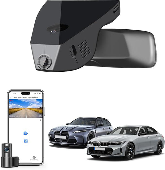 Mangoal Front 4K & Rear 1080p Dash Cam for BMW 3-Series Gen7 G20 G21 G28 2020-2026 Select 2019 M3 G80 G81(Model C), OEM Style, 2160P UHD Video, WiFi & APP, GPS, 128GB Card