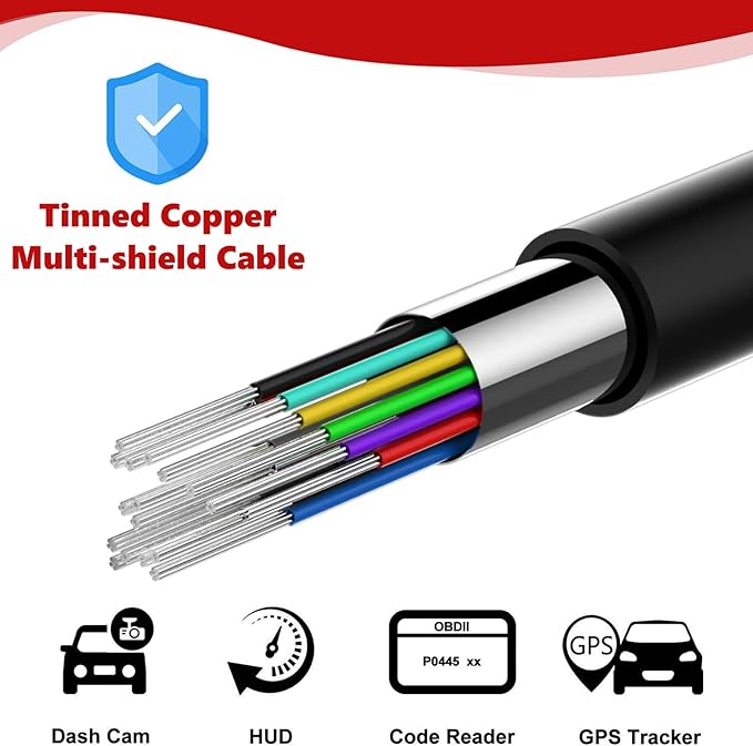 JUTA OBD2 Extension Cable Ultra-Long 16ft/5m 16-Pin OBD-II Male to Female Extension Cord OBDII Diagnostic Extender Adapter - 16ft/5m