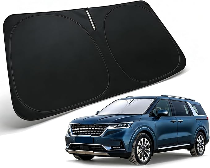 Windshield Sun Shade for 2022-2026 Kia Carnival Accessories, Car Front Window Sun Visor & Heat Shield | 240T Sunshade Protection Blocks UV Rays Keep Your Car Cooler