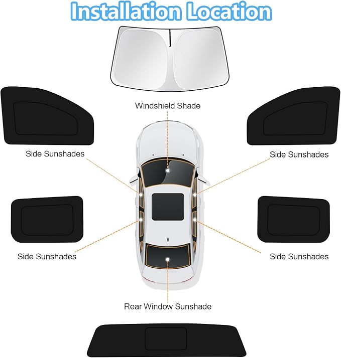 KUST Car Window Shades for Chevrolet Silverado 1500 2014-2017 2018 2019 Windshield Sun Shade Side Window Cover UV Block Privacy Protection Accessories for Camping Blackout Rear Back Full Set 6PCS