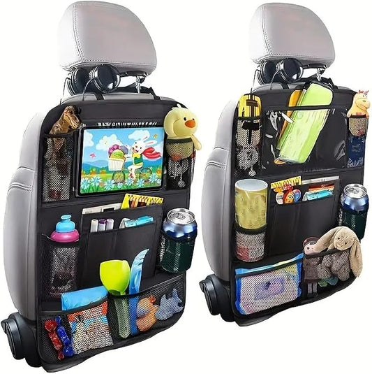 Car Backseat Organizer, Kids Seat Pockets, Back Seat Protector, Durable Strong Straps, Touchable Tablet Holder, Easy Wash, 10 Storage Pockets, 2 Pack Set