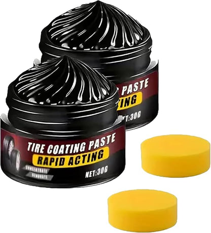 Premium Tire Coating & Trim Restorer, Tire Coating Paste, Long-Lasting Ceramic Coating & UV Protection, Sponge Nourish Renewal Restores Care Gloss Interior Auto Cleaning (2PCS)