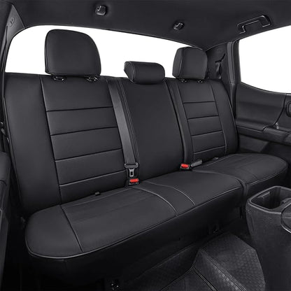EKR Custom Fit Tacoma Rear Car Seat Covers for Toyota Tacoma (Petrol) 2024 2025 2026 Double cab SR/SR5/TRD Sport/TRD Off-Road/Limited - Second Row Only,Faux Leather(Black)