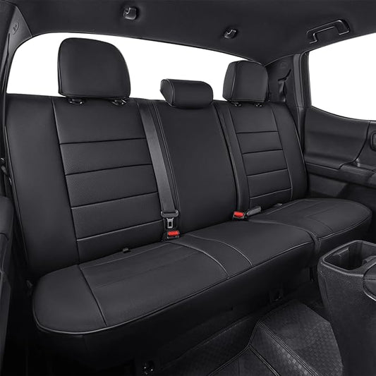 EKR Custom Fit Tacoma Rear Car Seat Covers for Toyota Tacoma (Petrol) 2024 2025 2026 Double cab SR/SR5/TRD Sport/TRD Off-Road/Limited - Second Row Only,Faux Leather(Black)