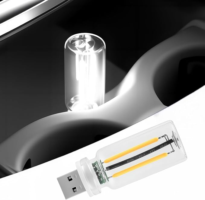 LED Car Interior Light, Touch Control USB Night Lamp, Retro Style Ambient Lighting for Auto, Bedroom, Desk (White Light)
