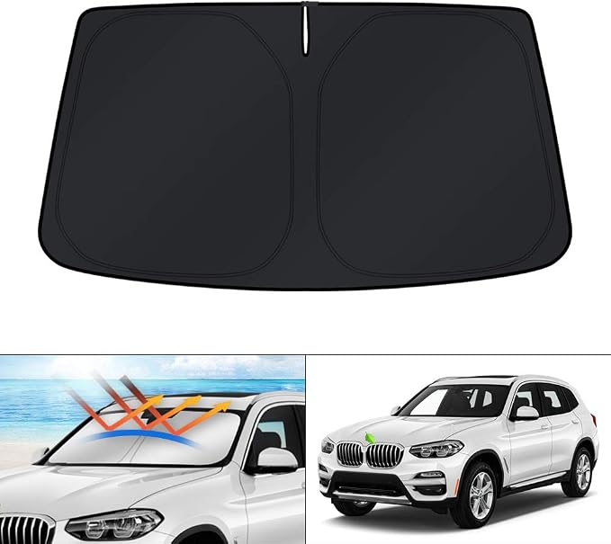 KUST Windshield Sun Shade for 2018-2025 2026 BMW X3 Accessories Window Custom Fit Shade Sun Visor Protector Foldable Sunshade Blocks UV Rays Keep Your Car Cooler