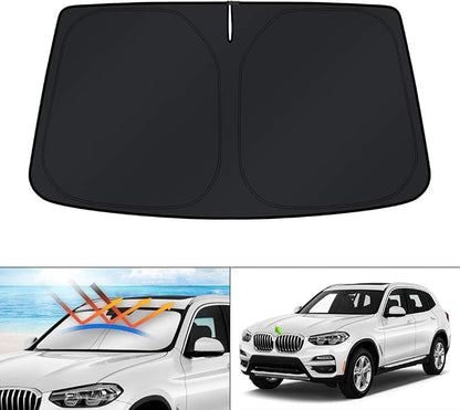 KUST Windshield Sun Shade for 2018-2025 2026 BMW X3 Accessories Window Custom Fit Shade Sun Visor Protector Foldable Sunshade Blocks UV Rays Keep Your Car Cooler