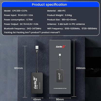 CarlinKit Wireless CarPlay Car Adapter for Android Car Radio,Wireless Android Auto & Apple CarPlay 2 in 1 Dongle-Low Power Consumption,Support Plug & Play,Screen Mirroring,OTA Update,Google Maps etc