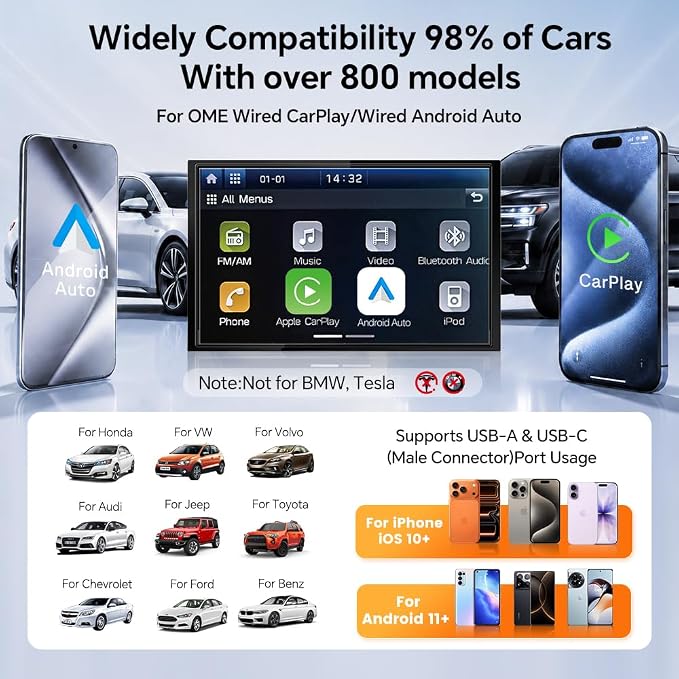Carlinkit Mini Ultra 3 Wireless CarPlay Adapter, 2026 Upgrade Wireless Android Auto [Dual Band 5G/2.4G], Plug & Play for OEM Wired Cars, for iPhone iOS 10+ & Android 11+, Ultra Compact, Orange