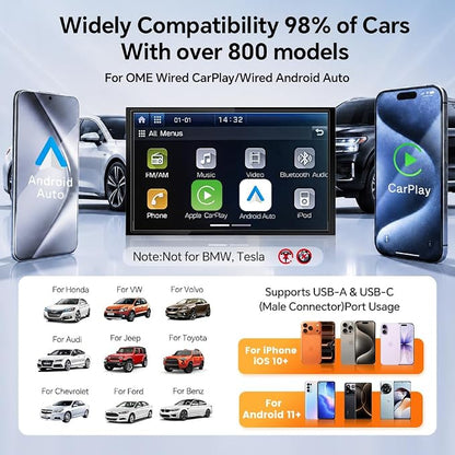 Carlinkit Mini Ultra 3 Wireless CarPlay Adapter, 2026 Upgrade Wireless Android Auto [Dual Band 5G/2.4G], Plug & Play for OEM Wired Cars, for iPhone iOS 10+ & Android 11+, Ultra Compact, Orange