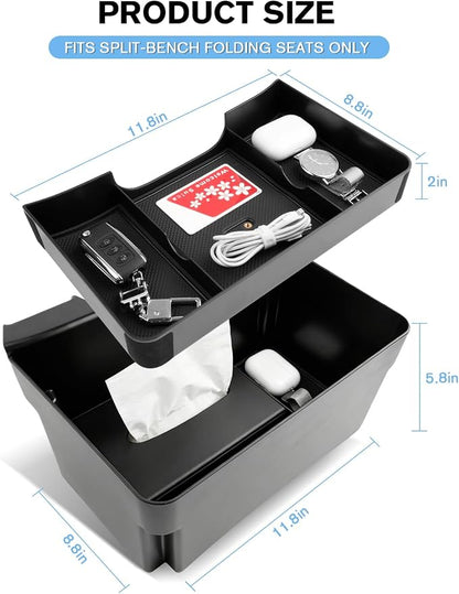 for Double Layer Center Console Hanging Organizer Box Compatible with 2019-2026 Silverado/Sierra 1500& 2020-2026 Silverado/Sierra 2500HD/3500HD Accessories(Split-Bench Folding Seat Only)
