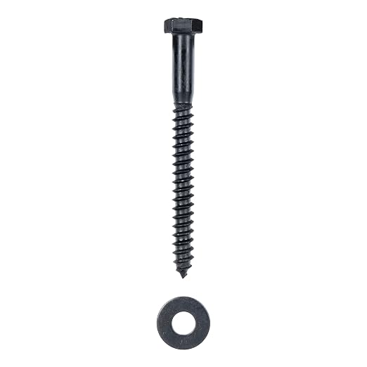 3/8 x 3-1/2 (50 Pack) Lag Screw Kit, 50 Screws and 50 Washers, Ceramic Black Ruspert Coating for Exterior Use, Meets ASTM A307 and ASME B18.2.1, Industrial/Commerical Grade by Makers Bolt
