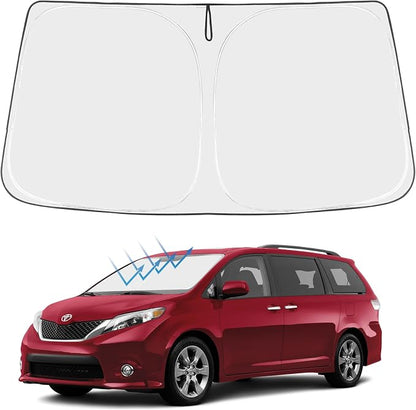Proadsy 2026 Upgrade Front Windshield Sun Shade Foldable Sunshade Protector Custom Fit 2011-2020 Sienna Accessories