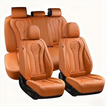 Coverado Seat Covers, Car Seat Covers Full Set, Leather Car Seat Cover, Car Seat Covers Front Seats Back Seat Cover Seat Protector Universal Fit Most Cars (Brown-All, FullSet)
