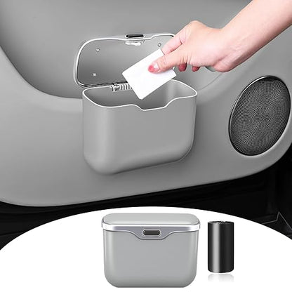 HOLDCY Car Trash Can, Waterproof Multi‑Functional Auto Trash Bin for Door/Console/Seat Back, Universal Vehicle Garbage Can for Car/Truck/SUV Drivers (Gray)