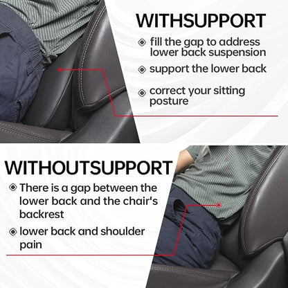 1p Memory Foam Lumbar Support Pillow for car Lower Back Pain Relief - Back Cushion for Driving, Chair Support for Car-Office Chair（Black）