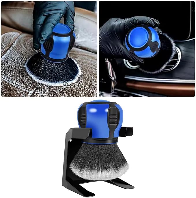 AUCELI Car Detailing Brush, Ultra Soft Auto Interior Dusting Brush with Storage Rack, Car XL Synthetic Brush Cleaning Tool, Universal Covers Large Area Inside or Outside Vehicles(Blue/Style A)