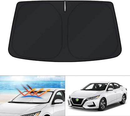 KUST Windshield Sun Shade for 2020-2025 Nissan Sentra Sedan Accessories, Custom Fit Car Front Sunshade Foldable Sun Visor Protector Blocks UV Rays Keep Your Car Cooler